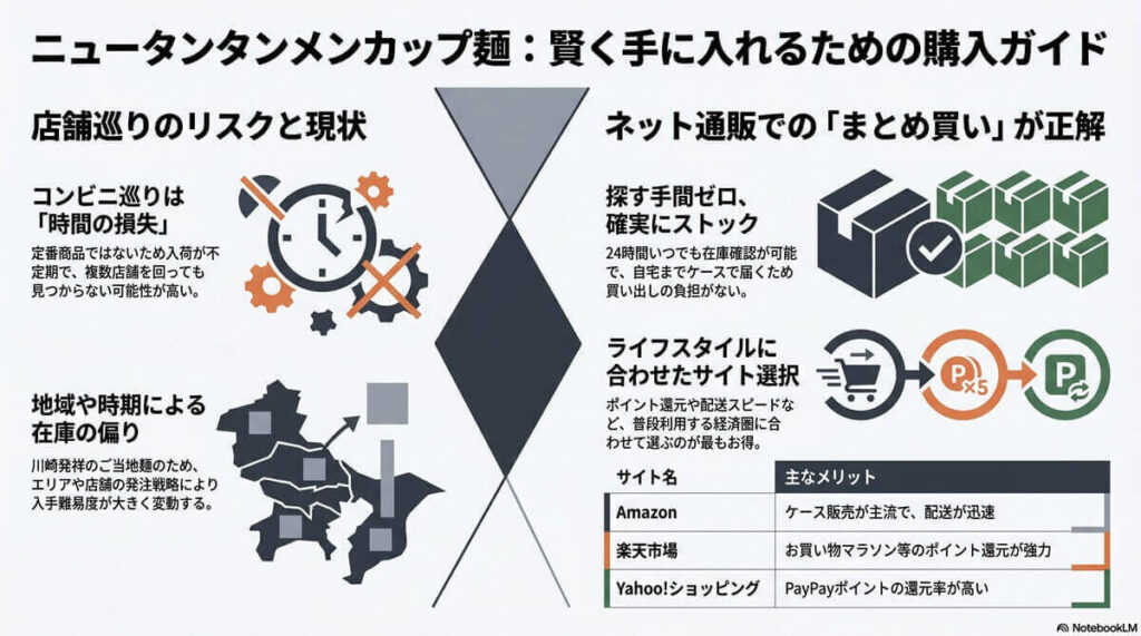 ニュータンタンメンのカップ麺を探しているけれど、どこで買えるかわからず困っていませんか。カップ麺の販売店一覧や売っていない理由を紹介します。通販を利用してニュータンタンメンを確実に購入する方法を解説しますので、どこで買えるか悩む方は記事を参考にしてください。