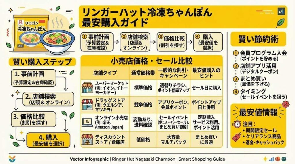 リンガーハット冷凍長崎ちゃんぽんはどこで売ってる？取扱店舗やお得な購入方法を解説！イオンネットスーパーや自販機、公式店でリンガーハットの冷凍長崎ちゃんぽんが購入可能。どこで売ってるか迷ったら、1食分の単品購入からまとめ買いのセール価格まで今すぐチェック！